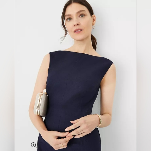 Ann Taylor Linen Blend Boatneck Sheath Dress - Picture 2 of 7